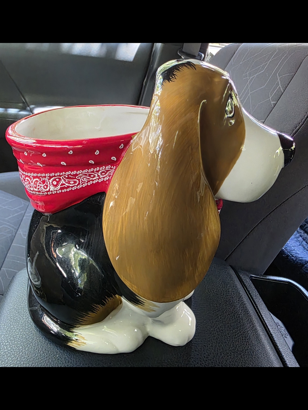 The Pioneer Woman Ceramic Dog Treat Jar in White, Brown and Red Bandana - Picture 2 of 4